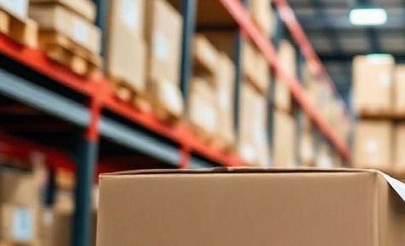 Cartons and pallet racking in a fulfillment warehouse