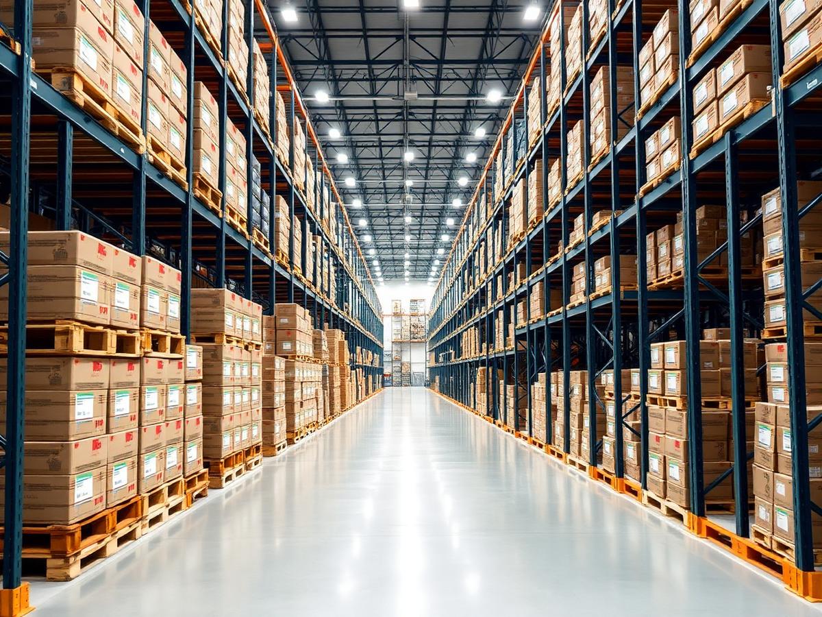 Organized pallet racking rows in the Fulfillment EZ warehouse